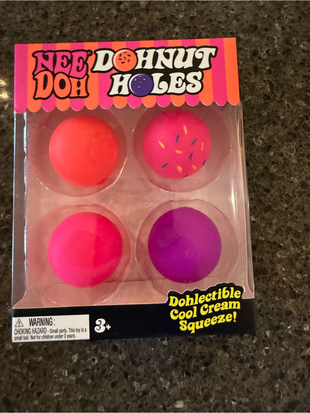 NeeDoh Donut Holes Squishy Set - Bright Pink, Purple, Coral